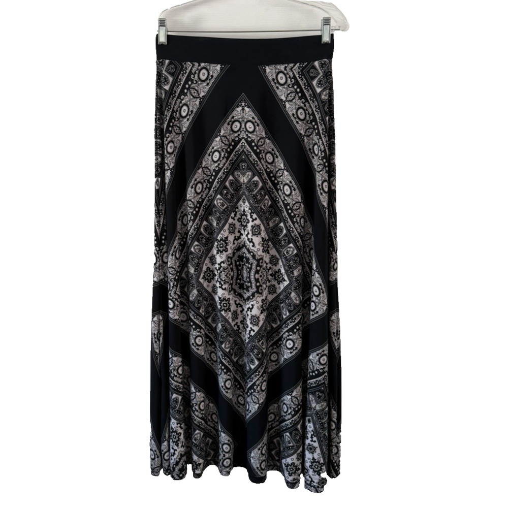 INC The International Concepts Maxi Skirt Knit Black White Women Size Small Boho